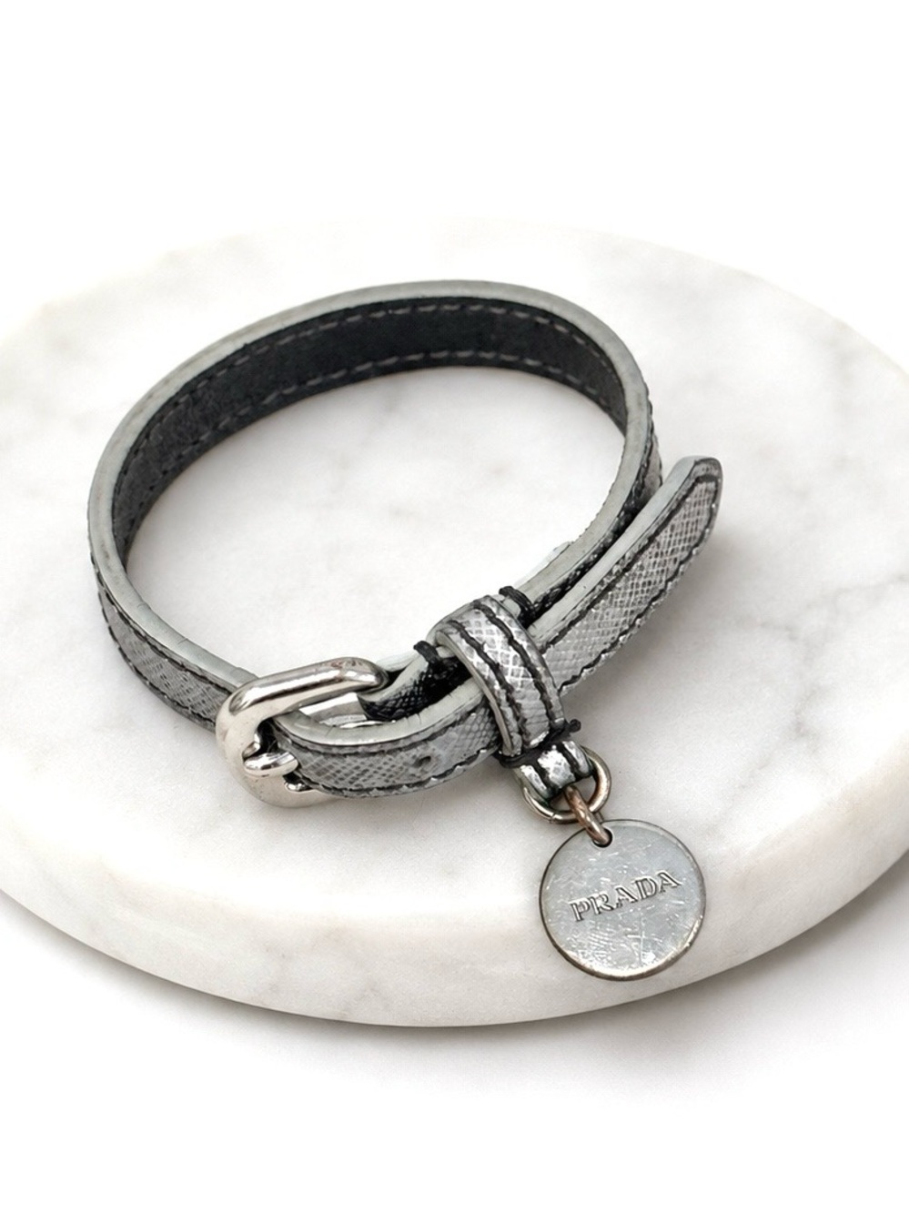 Prada Saffiano Leather Buckle Charm Bracelet